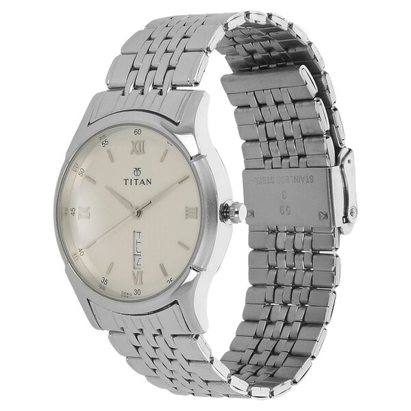 Titan Quartz Analog with Day and Date Silver Dial Stainless Steel Strap Watch for Men - image number 1