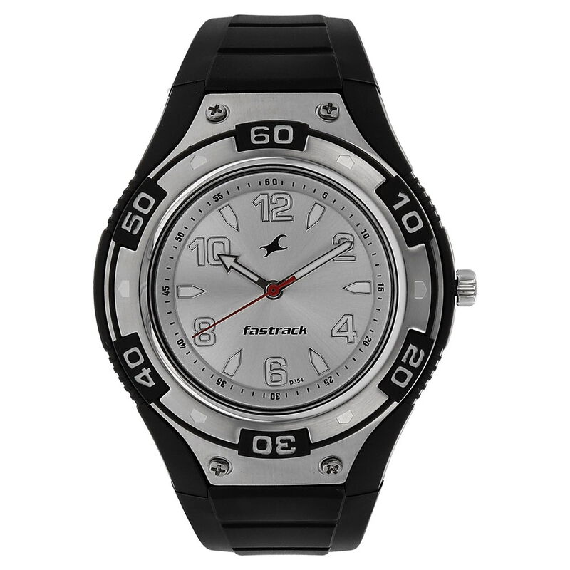 Fastrack Quartz Analog Silver Dial Plastic Strap Watch for Guys