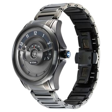 Titan Maritime Quartz Multifunction Anthracite Dial Stainless Steel Strap Watch for Men
