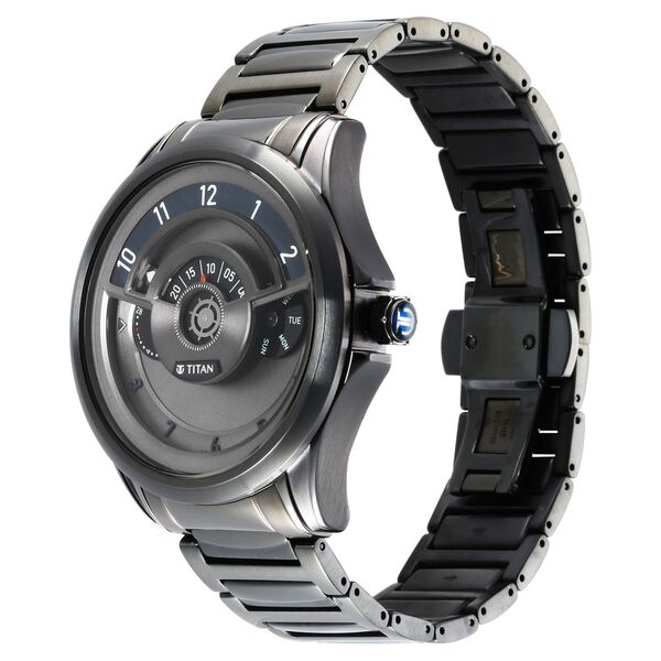 Titan Maritime Quartz Multifunction Anthracite Dial Stainless Steel Strap Watch for Men - image number 2