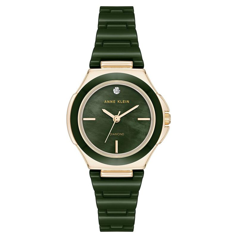 Anne Klein Quartz Analog Green Dial Green Ceramic Strap Watch For Women