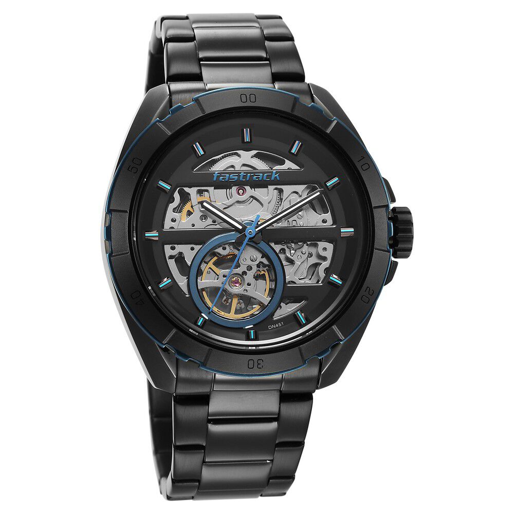 Buy Online Fastrack Automatics Black Dial Stainless Steel Strap Watch for Guys ns3297km02 Titan