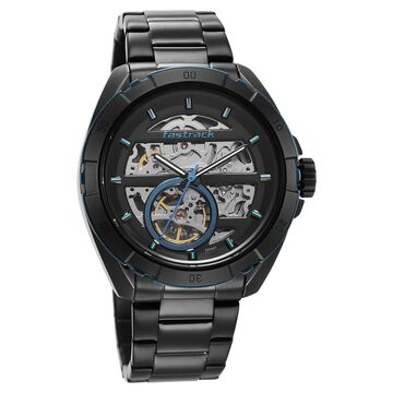 Fastrack Automatics Black Dial Black Stainless Steel Strap Watch For Guys