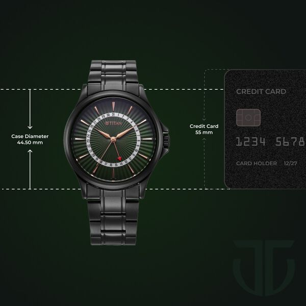 Titan Karishma Quartz Analog with Date Green Dial Stainless Steel Strap Watch For Men - image number 2