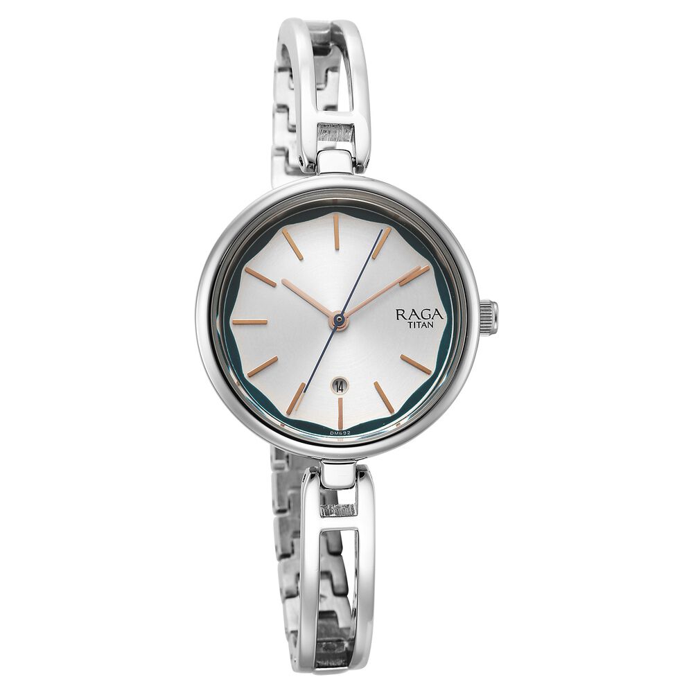 Buy Online Titan Raga Viva Silver Dial Metal Strap Watch for Women 2683sm01 p Titan