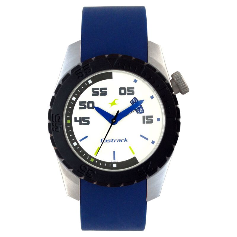 Fastrack Quartz Analog White Dial Plastic Strap Watch for Guys