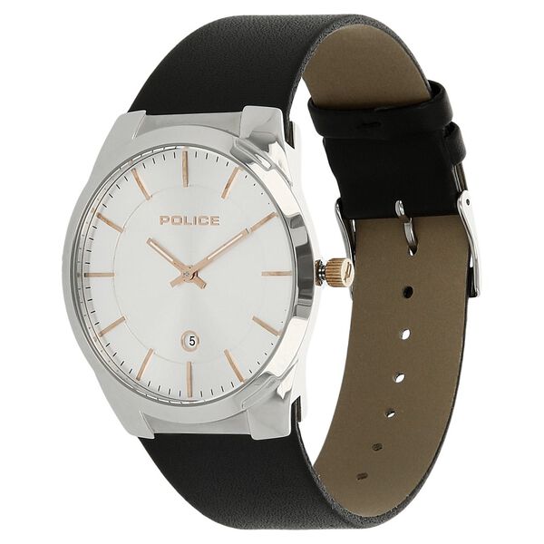 Police Quartz Analog Silver Dial Leather Strap Watch for Men - image number 1