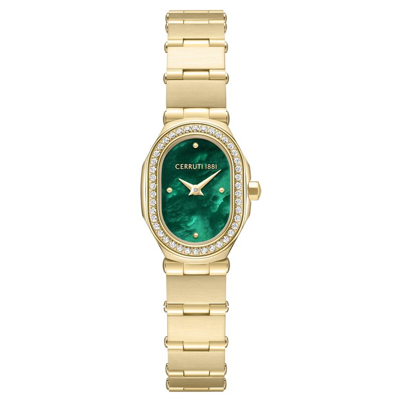 Cerruti 1881 Quartz Analog Green Dial Golden Colour Stainless Steel Strap Watch For Women