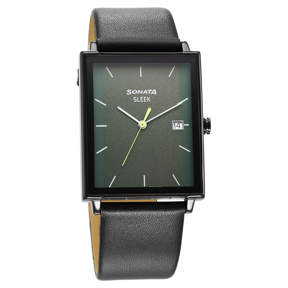 Buy Online Sonata Sleek Green Dial Analog with Date Watch for Men