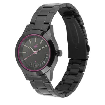 Fastrack All Nighters Quartz Analog Black Dial Metal Strap Watch for Girls