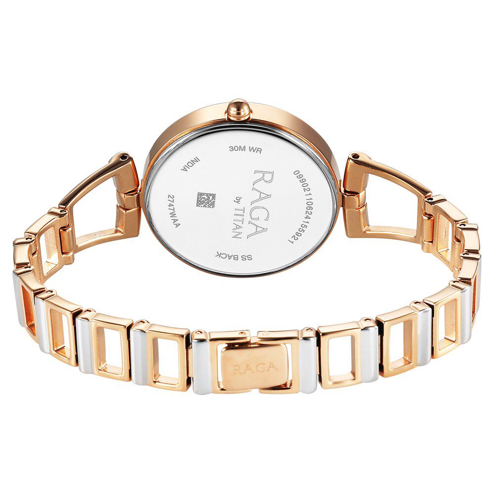 Buy Online Titan Raga Ascend Quartz Analog Mother Of Pearl Dial With Two Toned Color Metal Strap Watch For Women 2747km01 p Titan