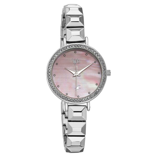 Vyb Enigma By Fastrack Quartz Analog Pink Dial Silver Metal Strap Watch For Girls - image number 2