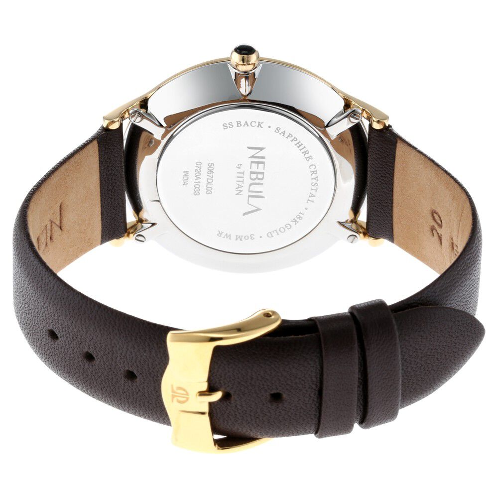 Buy Online Titan Nebula Deccan Treasures 18k Gold Analog Leather