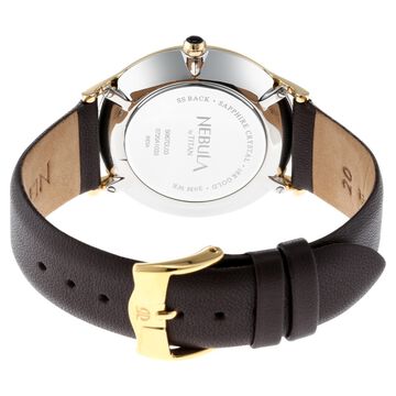 Titan Nebula Deccan Treasures 18k Gold Analog Leather Strap Watch for Men 