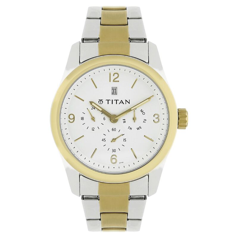 Titan Quartz Analog White Dial Metal Strap Watch for Men - image number 0