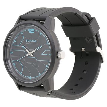 Sonata Quartz Analog Black Dial Plastic Strap Watch for Men