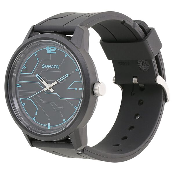 Sonata Quartz Analog Black Dial Plastic Strap Watch for Men - image number 1