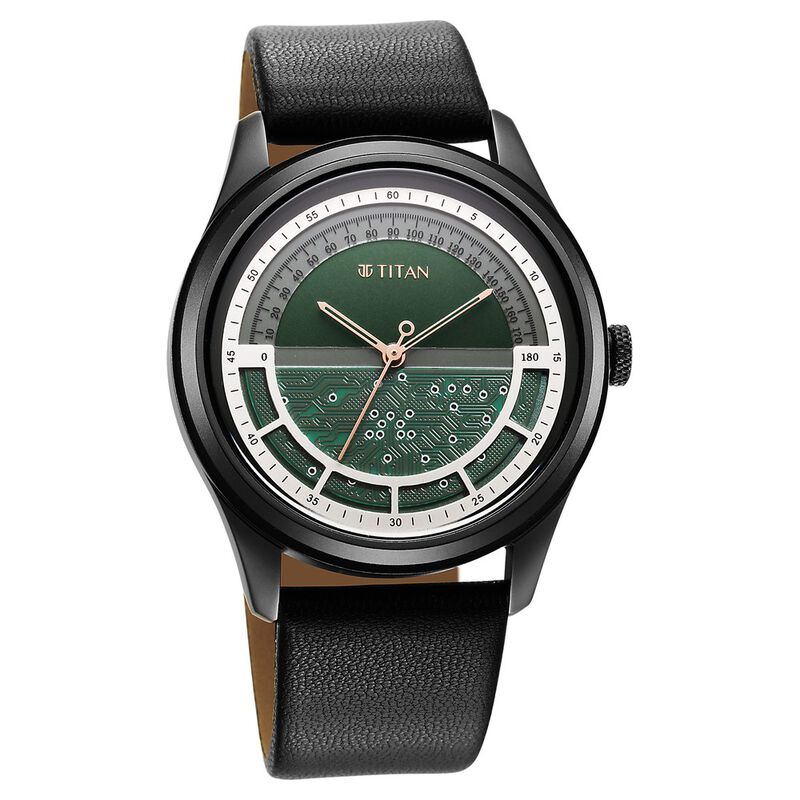 Titan Engineer Exclisives Black Dial Analog Leather Strap Watch for Men