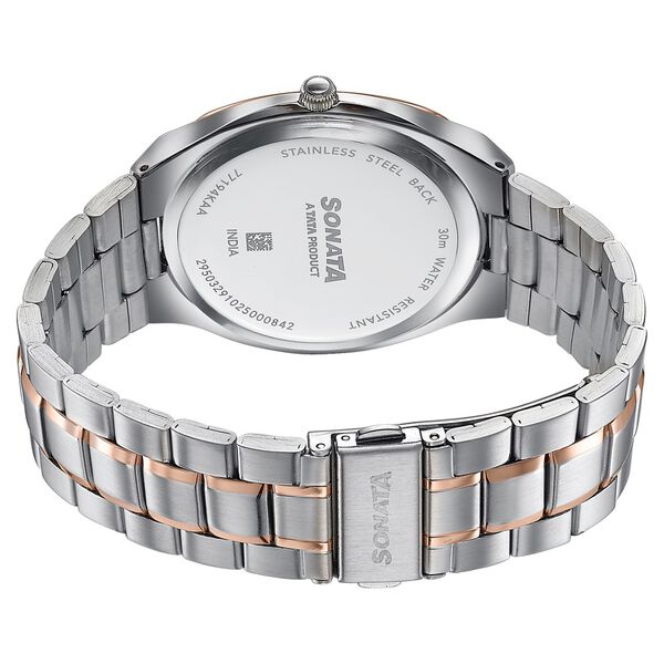 Sonata Festive Quartz Analog Black Dial Two Toned Metal Strap Watch For Men - image number 5