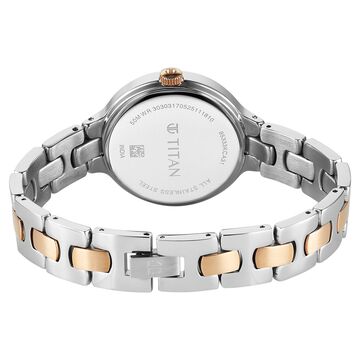 Titan Purple Glamour Quartz Analog White Dial Two Toned Stainless Steel Strap Watch For Women