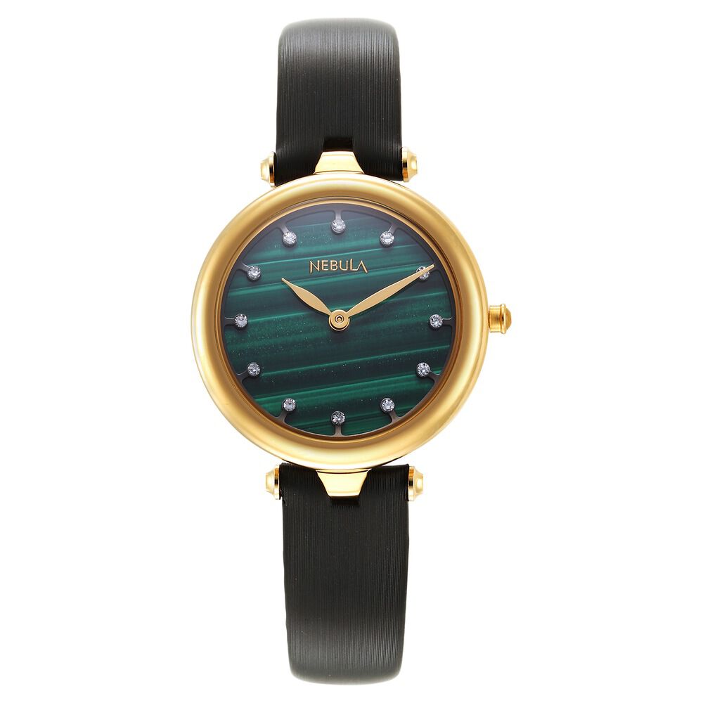 Buy Online Nebula Quartz Analog Green Dial 18 Karat Gold Strap