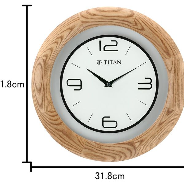 Titan Wooden Brown Wall Clock with Glass Dial - 31.8 cm x 31.8 cm (Medium) - image number 5