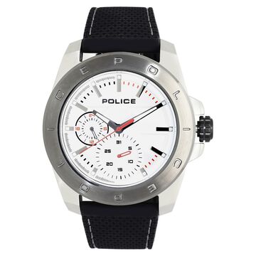 Police Quartz Multifunction Silver Dial Leather Strap Watch for Men