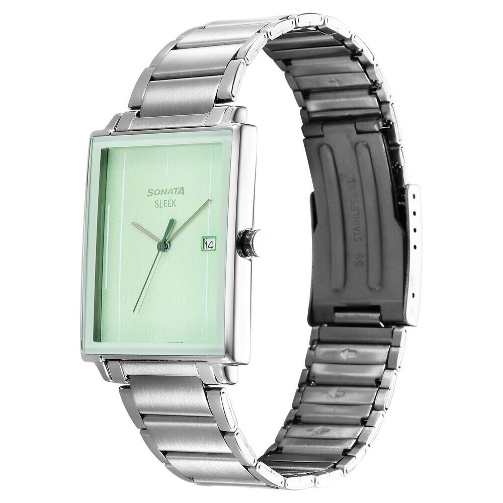 Sonata Sleek Green Dial Analog with Date Watch for Men