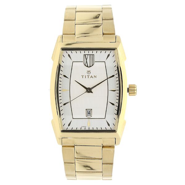 Titan Regal Crest White Dial Analog with Date Stainless Steel Strap Watch for Men - image number 0