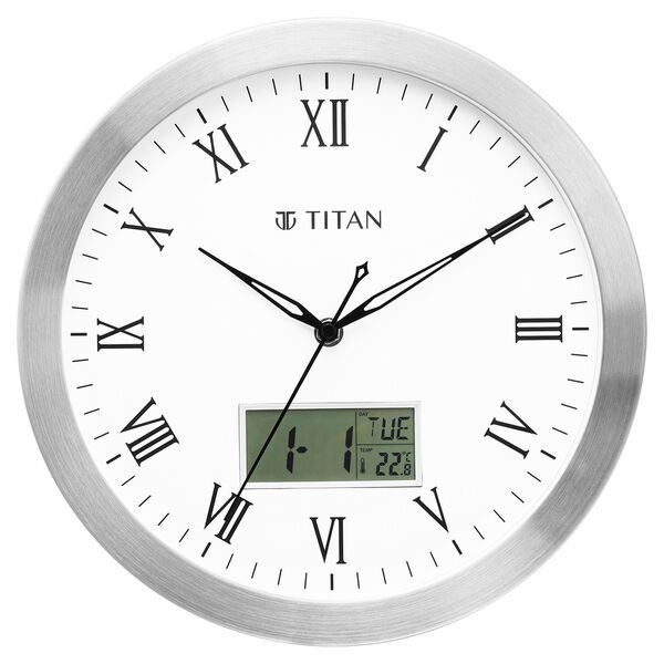 Titan Metallic Anadigi Wall Clock White Dial Color Silent Sweep Technology - 30 cm X 30 cm (Medium) - image number 0