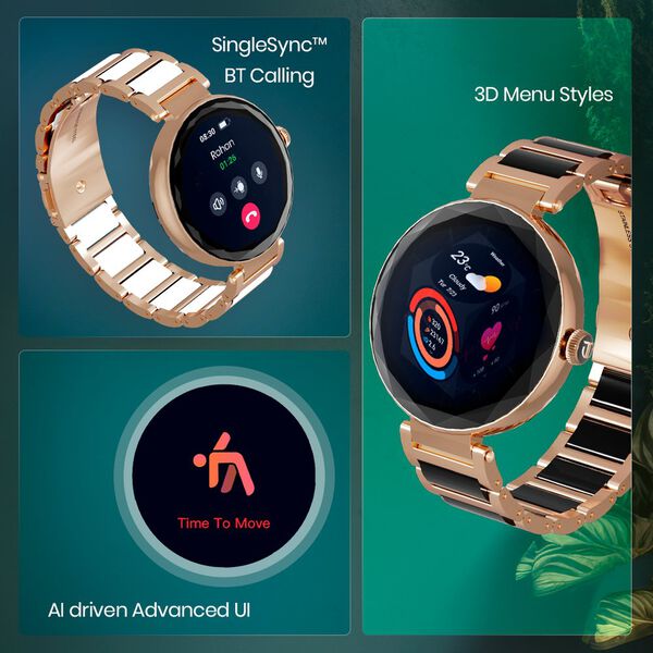 Titan Elixir with All 316L SS construction, 3.04 CM AMOLED Display, BT Calling, Skin Temperature Sensor, Womens Health - image number 6