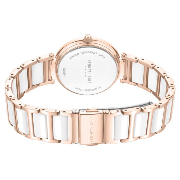Kenneth Cole Quartz Analog Silver Dial Rose Gold Colour Ceramic Strap Watch For Women - image number 4