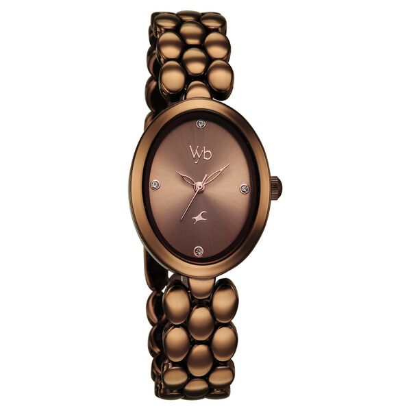 Vyb Enigma By Fastrack Quartz Analog Brown Dial Brown Metal Strap Watch For Girls - image number 1