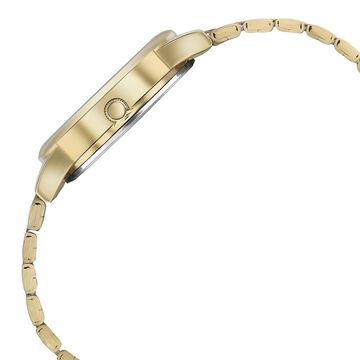 Sonata Glam Gold Quartz Analog White Dial Stainless Steel Strap Watch For Women
