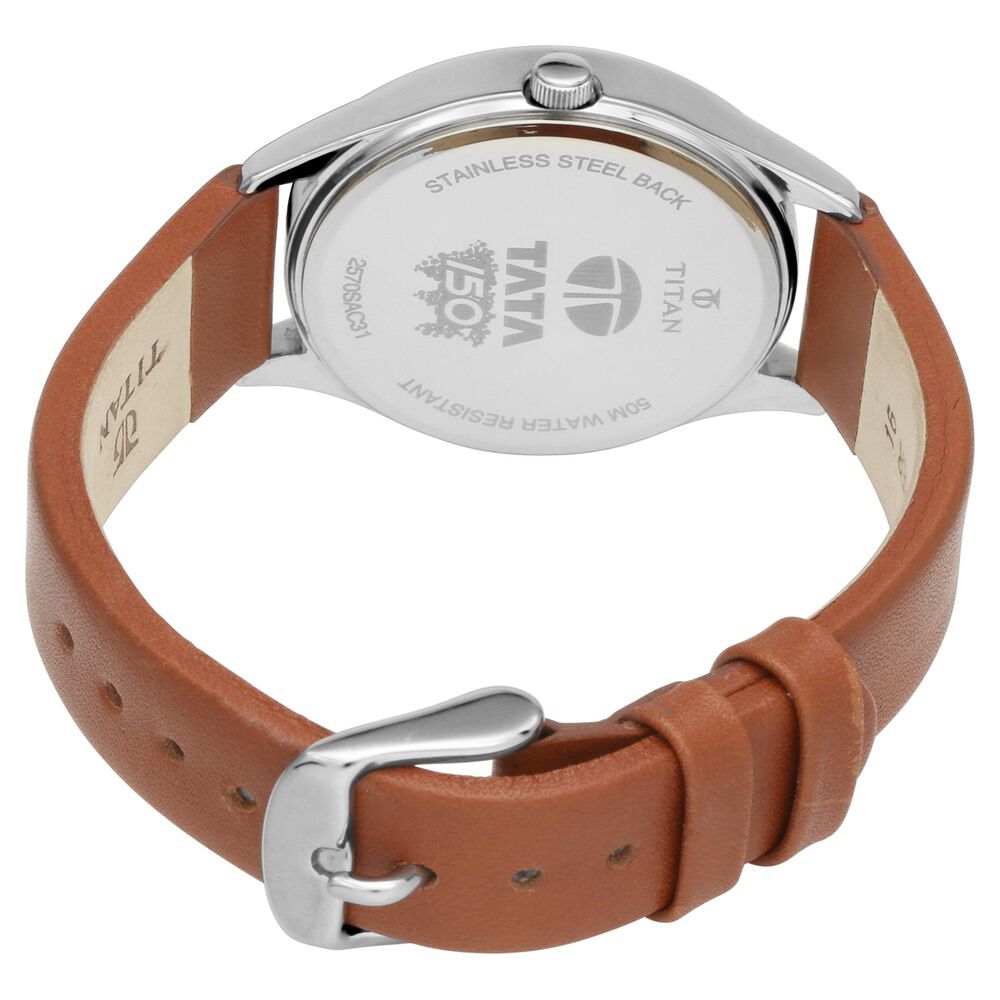 Buy Online Titan Tata 150 Limited Edition White Dial Women Watch With Leather Strap 2570sl03 Titan