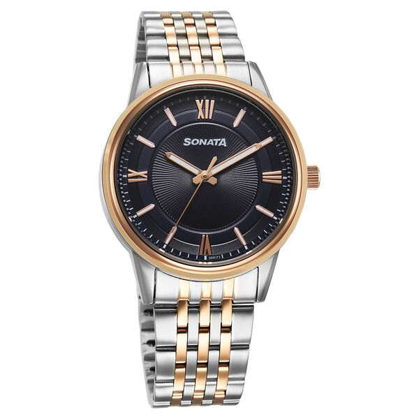 Sonata Wedding Quartz Analog Blue Dial Stainless Steel Strap Watch For Men - image number 0