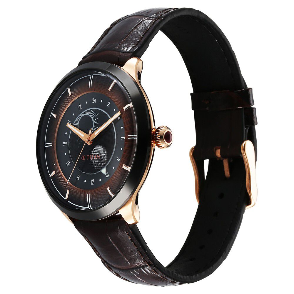 Buy Online Titan Luna Sun Moon Phase in Seinna Brown - Stellar