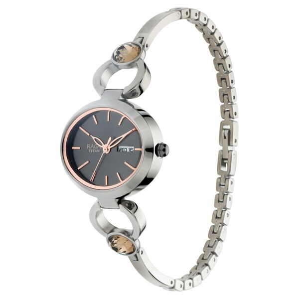 Titan Raga Viva Grey Dial Analog with Day and Date Metal Strap Watch for Women - image number 2