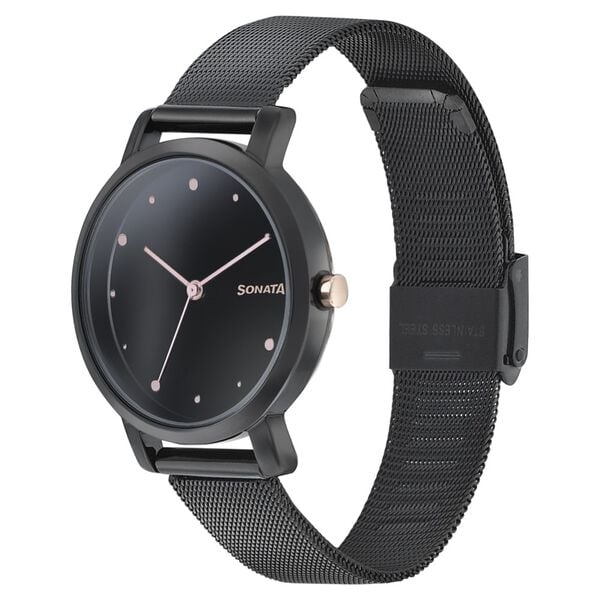 Sonata Onyx Black Dial Women Watch With Stainless Steel Strap - image number 1