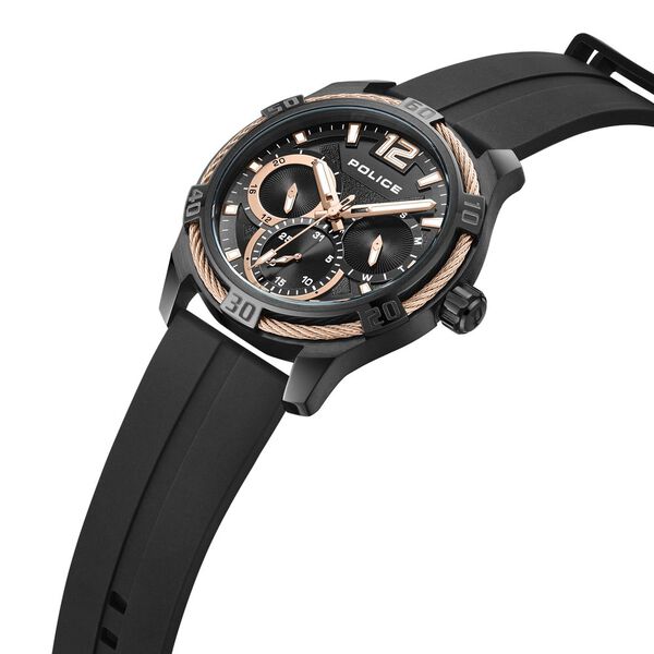 Police Multifunction Black Dial Black Silicone Strap Watch For Men - image number 5