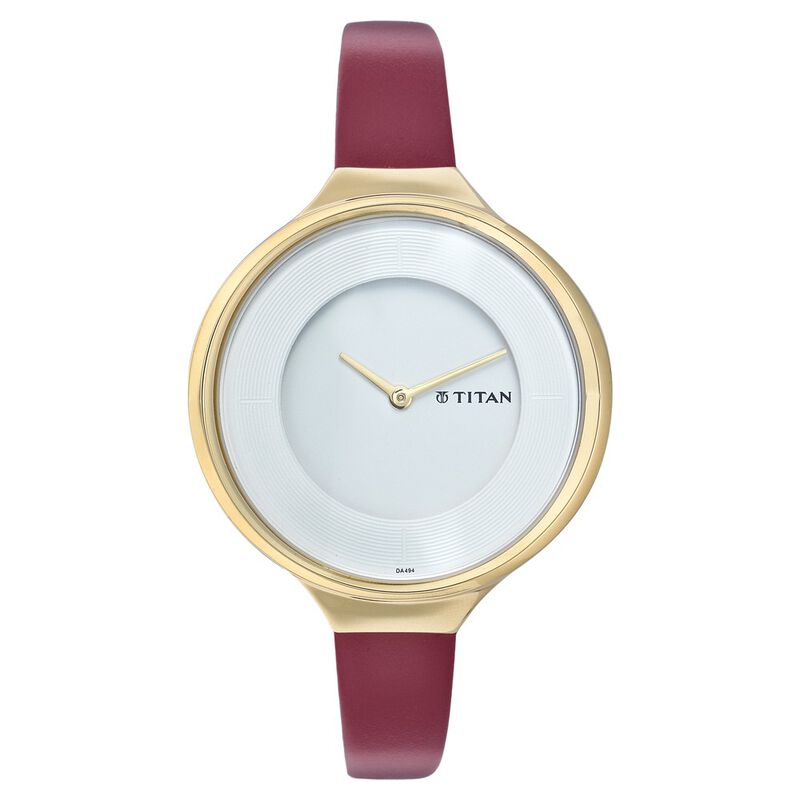 Titan Quartz Analog White Dial Watch for Women