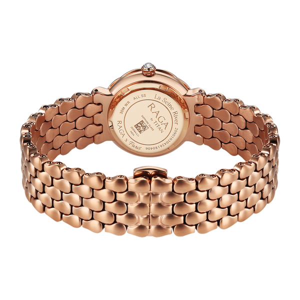 Titan Raga Paris, with Love Quartz Analog Rose Gold Dial Red Stainless Steel Strap Watch For Women - image number 4