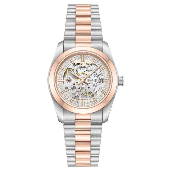 Kenneth Cole Mechanical Hand Wound Analog Mechanical Rose Gold Dial With Two Toned Stainless Steel Strap Watch For Women - image number 0