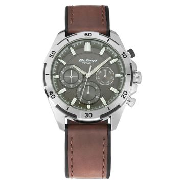 Titan Octane Hyper Lume Black Dial Quartz Multifunction Leather Strap watch for Men