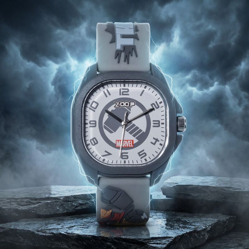 Zoop Marvel Analog Watch with White Thor Dial & Grey Strap for Boys Kids, from House of Titan