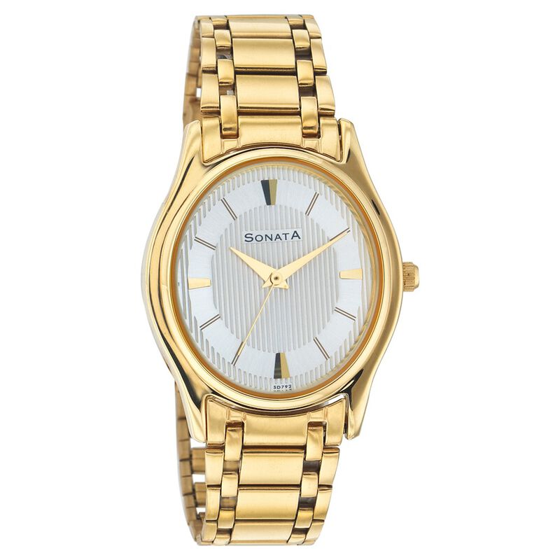Sonata Quartz Analog Silver Dial Strap Watch for Men