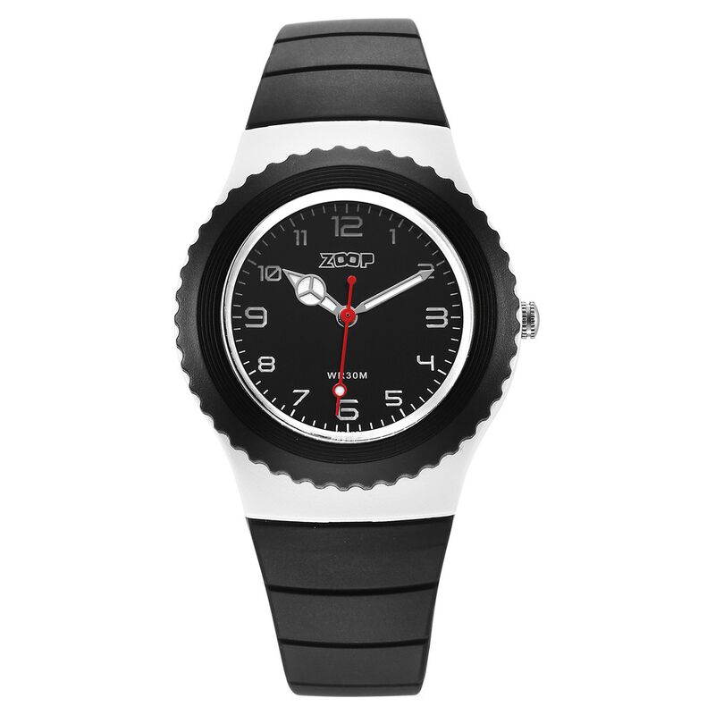 Zoop Analog Watch with Black Dial & Black Strap for Girls Kids, from House of Titan