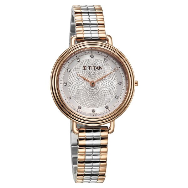 Titan Aura Quartz Analog Silver Dial Two Toned Stainless Steel Strap Watch For Women - image number 1