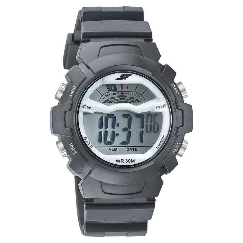 SF Digital Dial Black PU Strap Watch for Men