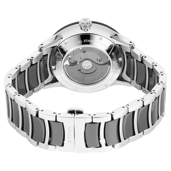 Titan Ceramic Fusion Automatic Black Dial Silver Dual-Toned Stainless Steel Bracelet Watch for Men - image number 4